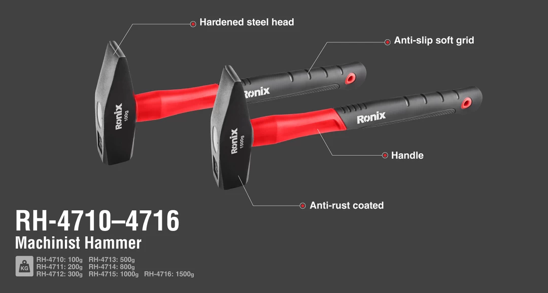 چکش مهندسی 500 گرمی فایبر RH-4713 رونیکس