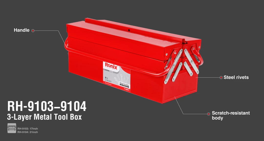 جعبه ابزار فلزی سه طبقه 21 اینچی RH-9104 رونیکس