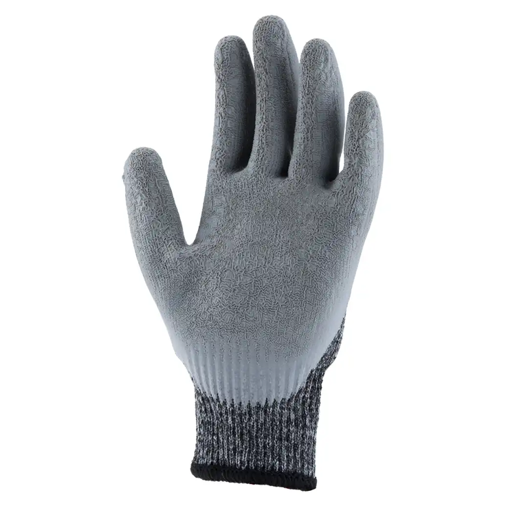 دستکش ایمنی لاتکس کف مواد طوسی ساده نخ ملانژ به همراه تگ متوسط