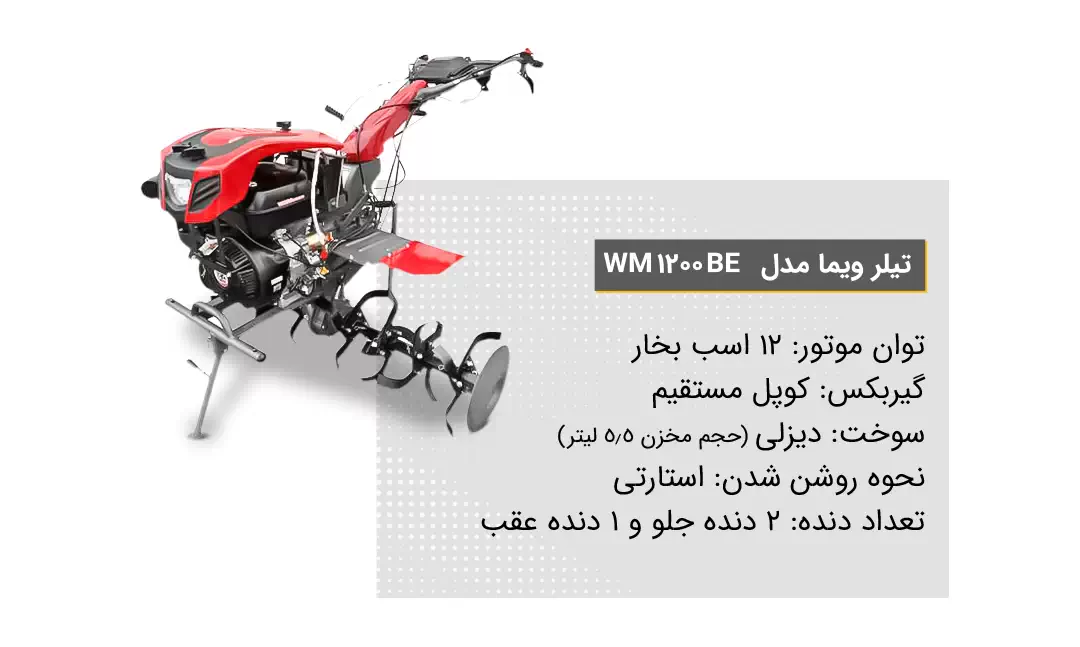 ویژگی تیلر کشاورزی ویما مدل WM 1200 BE