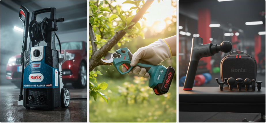 ماساژور، کارواش و قیچی باغبانی براش‌لس رونیکس