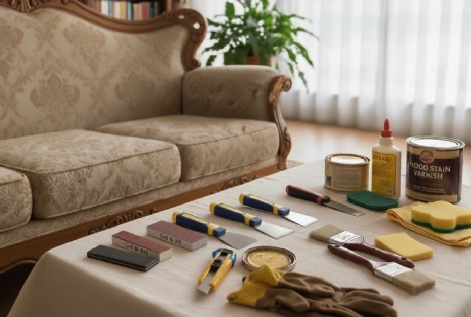 وسایل مورد نیاز برای تعمیر پریدگی چوب مبل