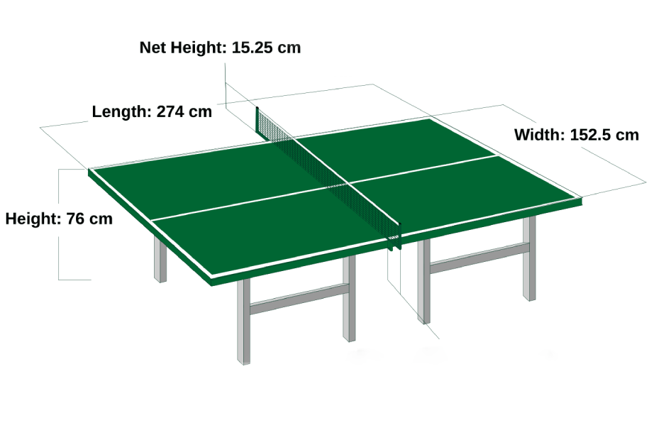 سایز استاندارد میز پینگ پنگ