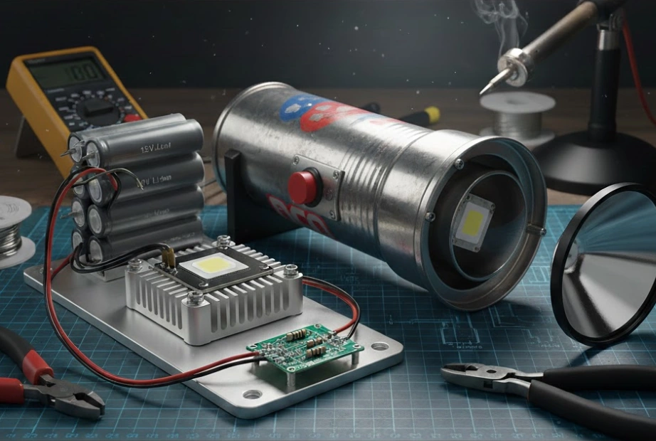 ساخت چراغ قوه قوی با برد بالا