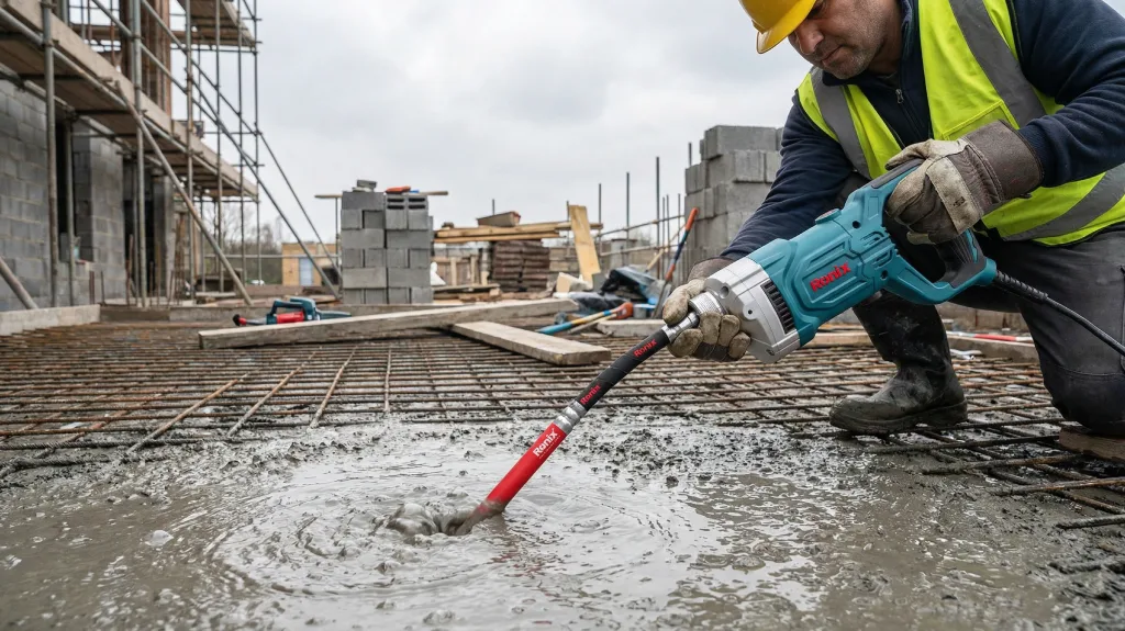 کاربری ویبراتور دریلی بتن و شلنگ ویبراتور رونیکس