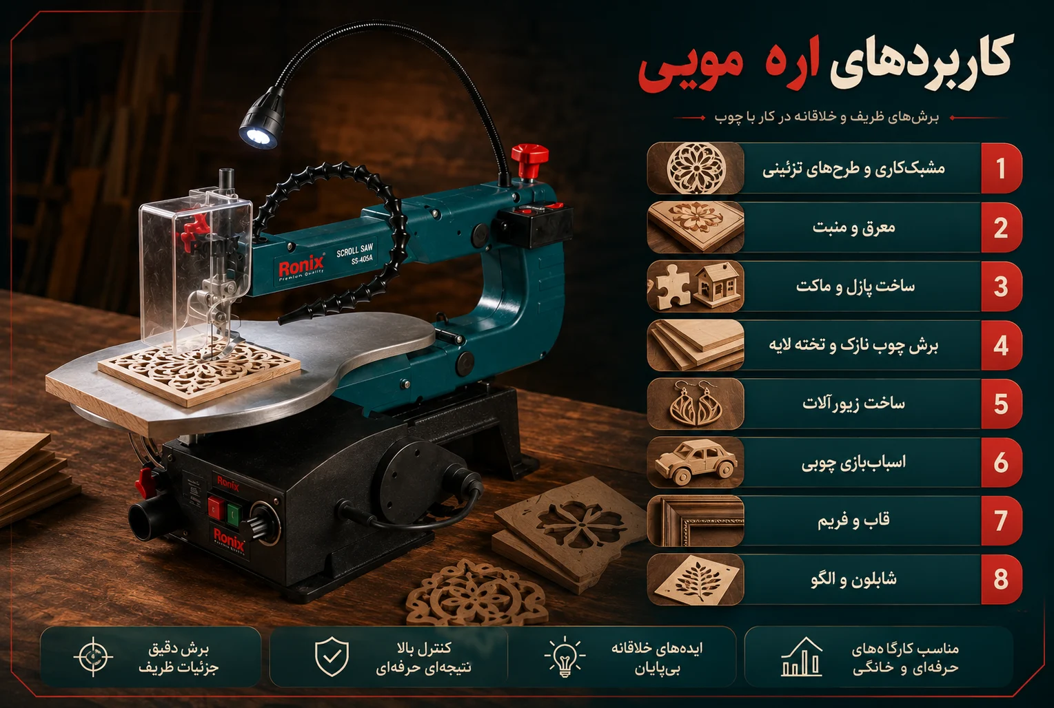 اینفوگرافی کاربردهای اره مویی